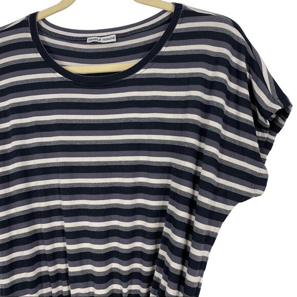 Black & White Striped Wrap Mini Dress Medium - Picture 7 of 7